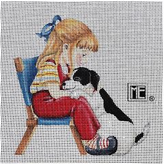 click here to view larger image of Girl and Her Dog, A (hand painted canvases)