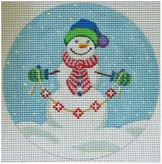 click here to view larger image of Snowman w/Garland Ornament (hand painted canvases)