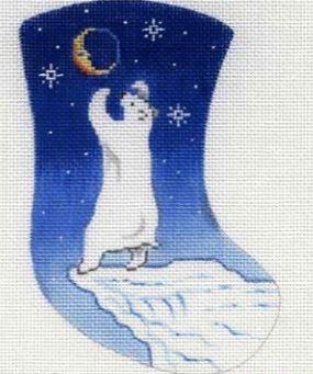 click here to view larger image of Polar Bear Reaching for Moon/Starry Night Snow Scene (hand painted canvases)