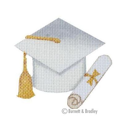 click here to view larger image of Graduation Cap - White without Year (hand painted canvases)