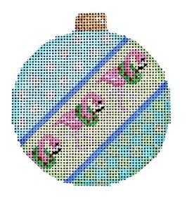 click here to view larger image of Dots/Flamingos/Check Ball Ornament (hand painted canvases)