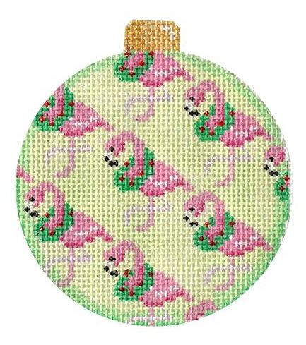 click here to view larger image of Flamingo Repeat Ball Ornament (hand painted canvases)