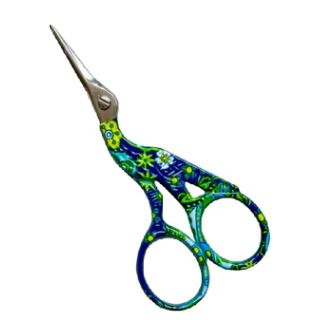 click here to view larger image of Crane Embroidery Scissors/Small - Blue/Green Floral (accessories)