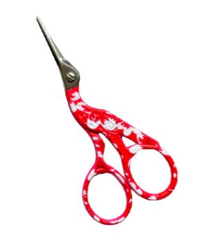 click here to view larger image of Crane Embroidery Scissors/Small - Red Floral (accessories)