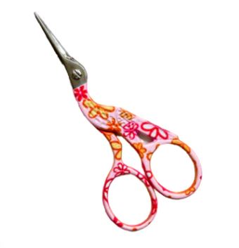 click here to view larger image of Crane Embroidery Scissors/Small - Pink Floral (accessories)