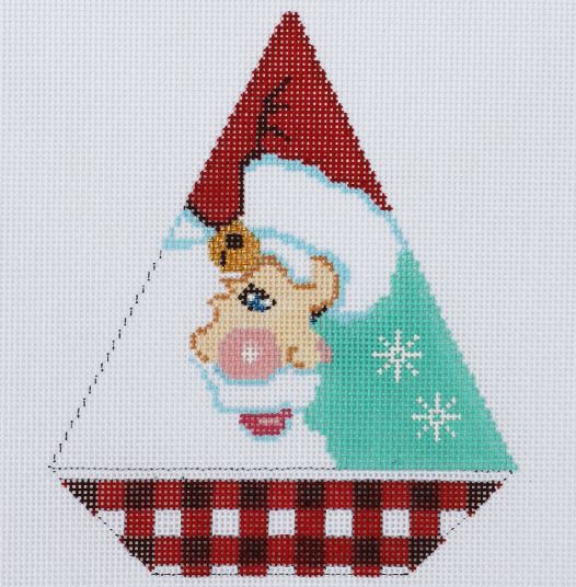 click here to view larger image of Triangle Christmas Ornament - Santa Snowflakes (hand painted canvases)