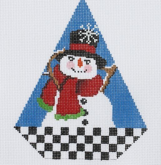 click here to view larger image of Triangle Christmas Ornament - Chrcked Snowman (hand painted canvases)