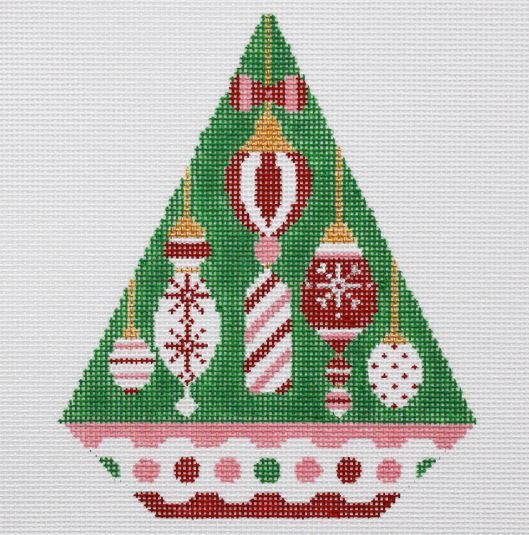 click here to view larger image of Triangle Christmas Ornament - Crimson Ornaments (hand painted canvases)