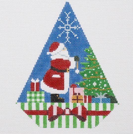 click here to view larger image of Triangle Christmas Ornament - Trimming the Tree (hand painted canvases)
