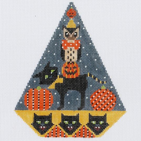 click here to view larger image of Halloween Triangle Ornament - Halloween Friends (hand painted canvases)