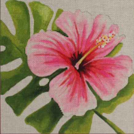 click here to view larger image of Palmleaf/Flower (hand painted canvases)