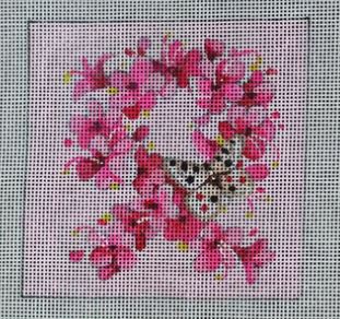 click here to view larger image of Floral Pink Ribbon (hand painted canvases)