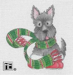 click here to view larger image of Scottie in Scarf (hand painted canvases)
