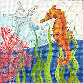 click here to view larger image of Ocean Seahorse w/Coral (hand painted canvases 2)