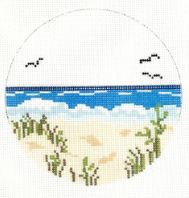 click here to view larger image of Beach Travel Round - Customize ! (hand painted canvases)