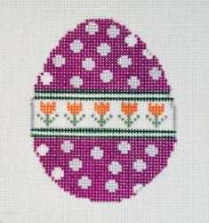 click here to view larger image of Easter Egg - Flowers and Polka Dots (hand painted canvases)