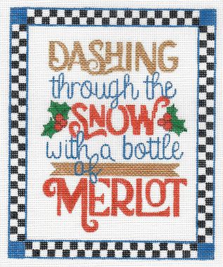 click here to view larger image of Dashing through Snow with a Bottle of Merlot (hand painted canvases)