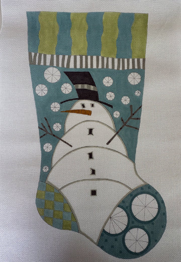 click here to view larger image of Snowman Stocking (hand painted canvases)
