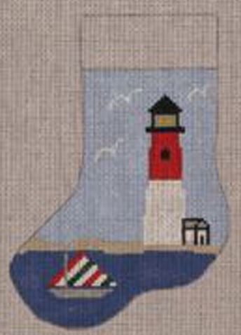 click here to view larger image of Lighthouse Mini Stocking (hand painted canvases)