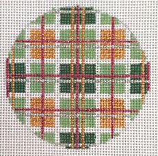 click here to view larger image of Gold Plaid Ornament (hand painted canvases)