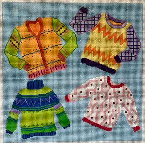 click here to view larger image of Sweaters On! (hand painted canvases)