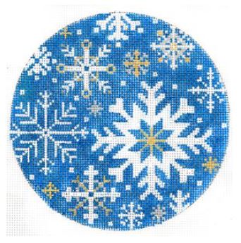 click here to view larger image of Snowflakes on Blue (hand painted canvases)