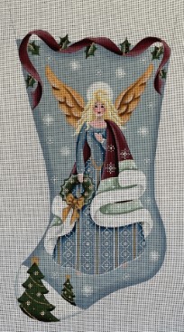 click here to view larger image of Blue Angel Stocking  (hand painted canvases)