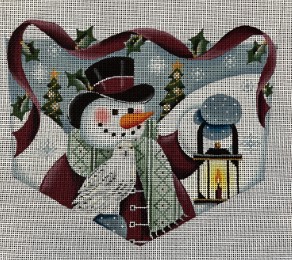 click here to view larger image of Snowman Stocking Cuff (hand painted canvases)