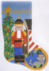 click here to view larger image of Nutcracker Christmas Stocking (hand painted canvases)