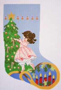 click here to view larger image of Sugar Plum Fairy Christmas Stocking (hand painted canvases)