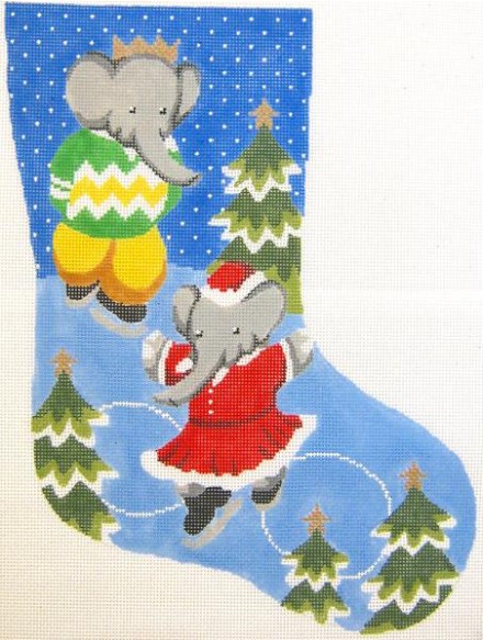 click here to view larger image of Babar and Celeste Christmas Stocking (hand painted canvases)