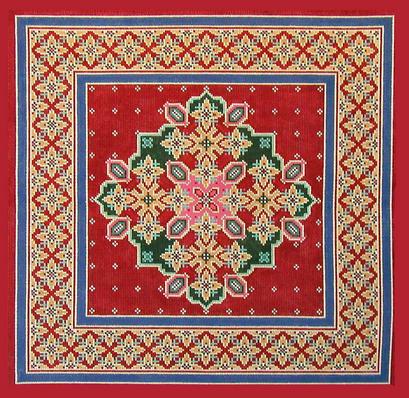 click here to view larger image of Marakech Medallion - Red/Blue/Caramel (hand painted canvases)