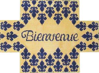 click here to view larger image of Bienvenue Brick Cover - Blue/Yellow (hand painted canvases)