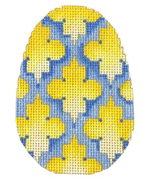 click here to view larger image of Quatrefoil Egg Yellow/Blue (hand painted canvases)