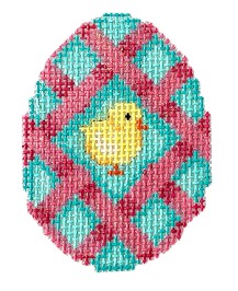 click here to view larger image of Pink Lattice/Chick Mini Egg (hand painted canvases)