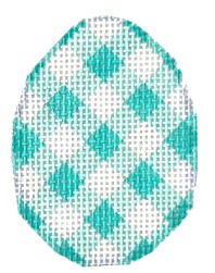 click here to view larger image of Aqua Gingham Mini Egg (hand painted canvases)