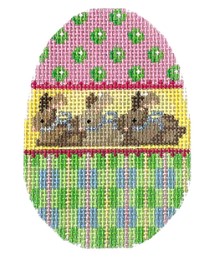 click here to view larger image of Three Bunnies/Dots Egg (hand painted canvases)