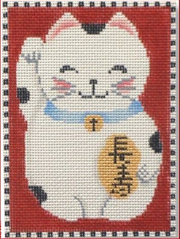 click here to view larger image of Lucky Cat w/Charm (hand painted canvases)