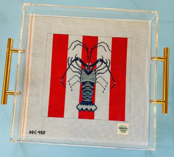 click here to view larger image of Florida Lobster Striped - Red (hand painted canvases)