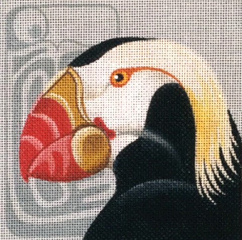 click here to view larger image of Crested Puffin Coaster (hand painted canvases)