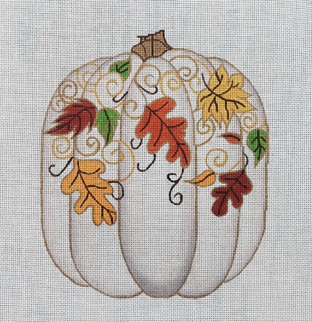click here to view larger image of Neutral Pumpkin w/Fall Leaves (hand painted canvases)