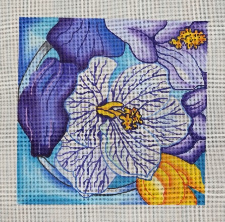 click here to view larger image of Purple Flower Square (hand painted canvases)