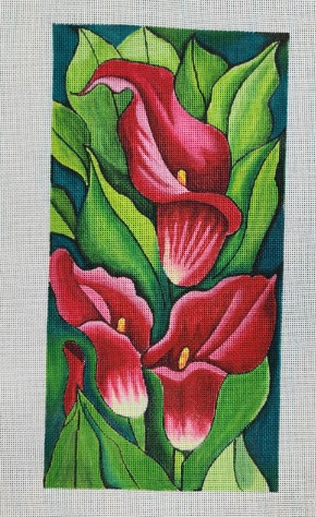click here to view larger image of Dark Pink Calla Lilly Trio (hand painted canvases)