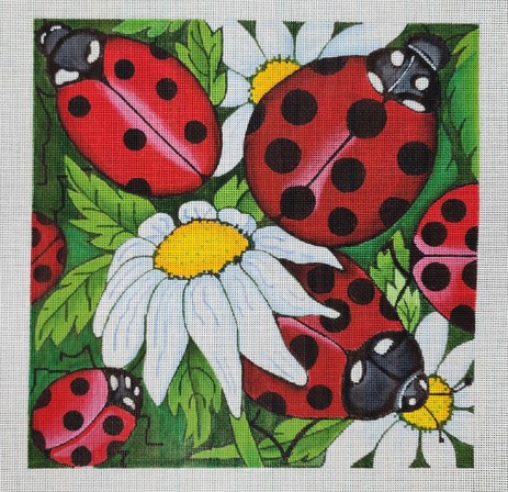click here to view larger image of Ladybugs on White Flowers (hand painted canvases)