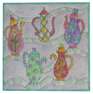 click here to view larger image of Patterned Tall Tea Pots (hand painted canvases)