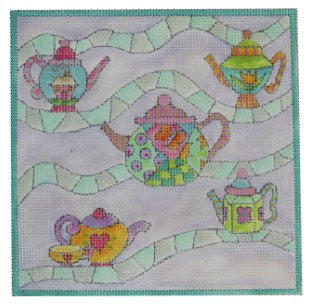 click here to view larger image of Patterned Short Tea Pots (hand painted canvases)