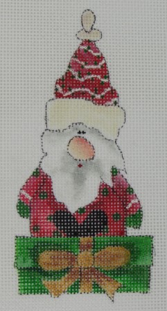 click here to view larger image of Santa Gnome Sitting on a Present (hand painted canvases)