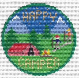 click here to view larger image of Happy Camper Merit/Demerit Badge (hand painted canvases)