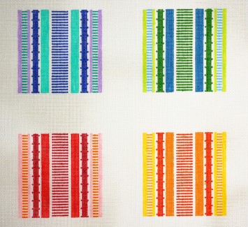 click here to view larger image of Stripe Coaster Set (hand painted canvases)