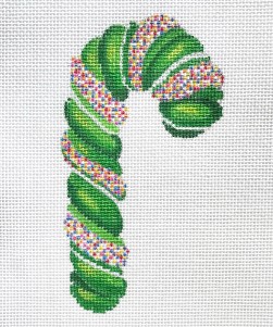 click here to view larger image of Sprinkle Candy Cane/Green (hand painted canvases)